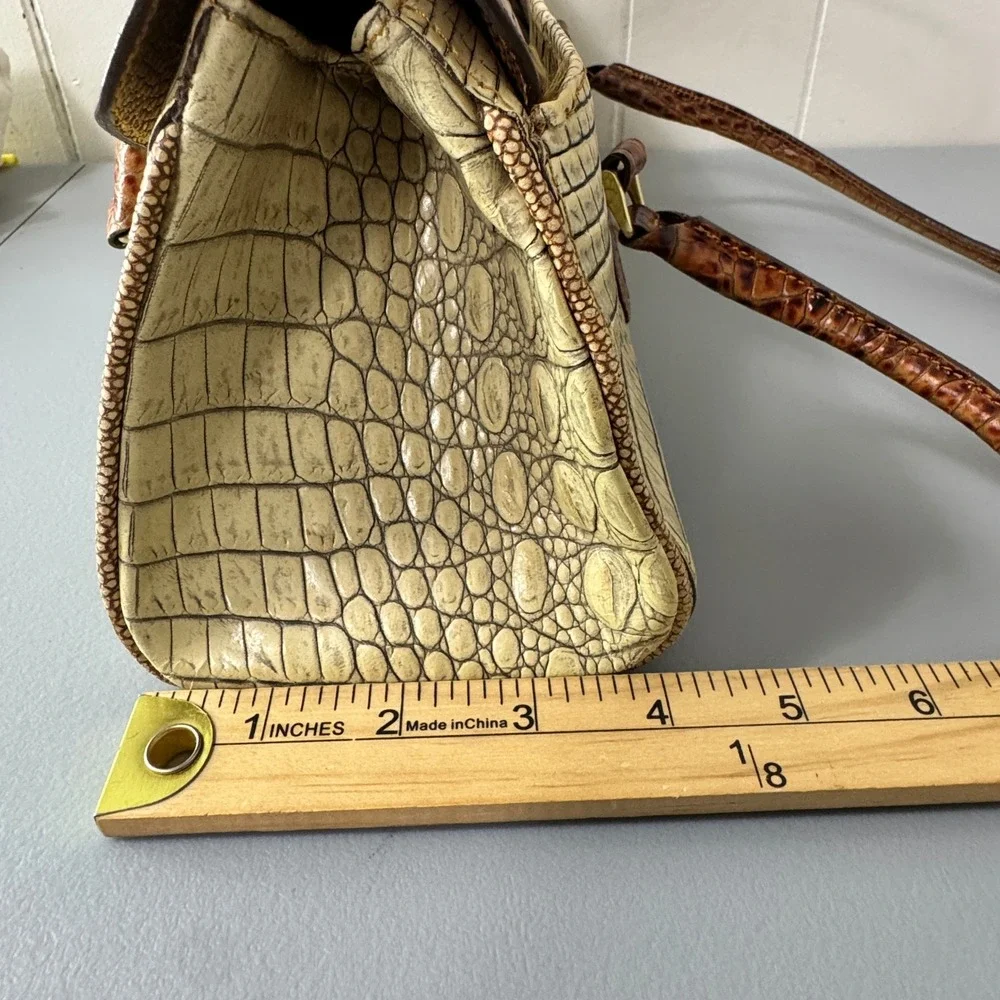 Brahmin Croc Embossed Leather Shoulder Bag Designer Purse Handbag - Picture 7 of 14